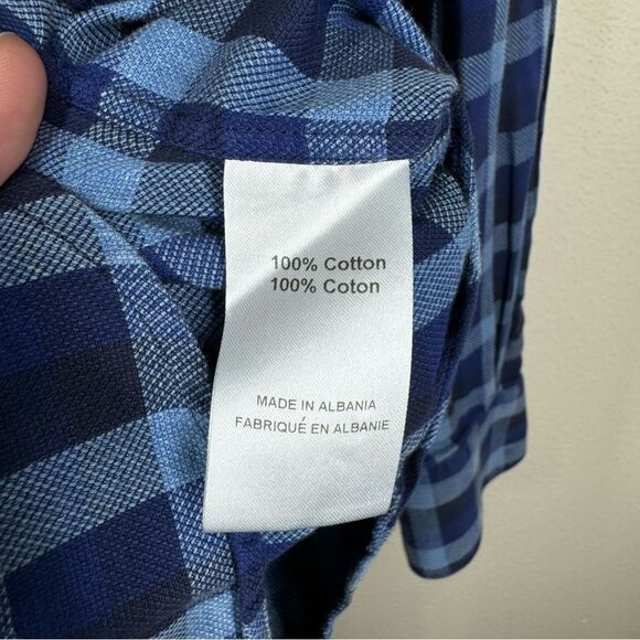 Saks Fifth Avenue Blue Cotton Plaid Button Down Shirt Long Sleeve Mens Small - Picture 8 of 9